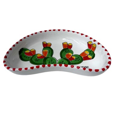 Sicilian handmade Half Moon Tray Pricly Pear MZL20FC de simone pottery folk Sicilian handmade Half Moon Tray Pricly Pear MZL20FC de simone pottery folk